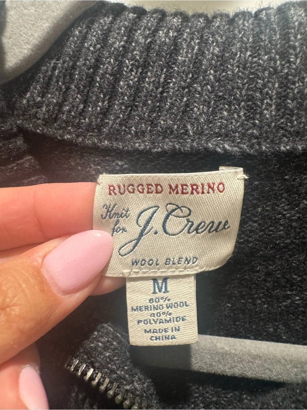 J. Crew grey Quarter-Zip Wool Blend Sweater